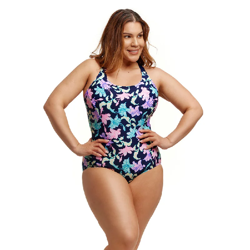 Women's Metallic One - Pieces in Silver for a Shiny and Eye - Catching Night OutfitFunkita Fast Flow Ladies Form One Piece Brace Me Back