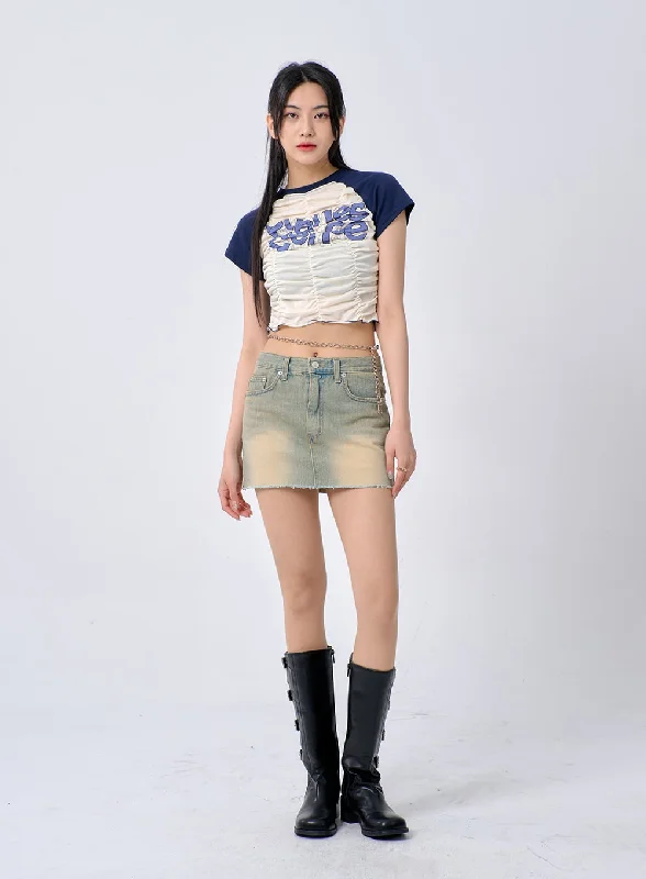 Velvet Women's Crop Top in Purple for a Luxurious and Rich - Hued Winter LookRuched Graphic Tee BA325