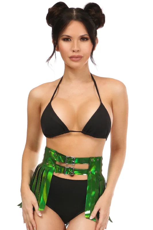 Moisture - wicking performance skirt for outdoor workoutsGreen Holo Fringe Skirt