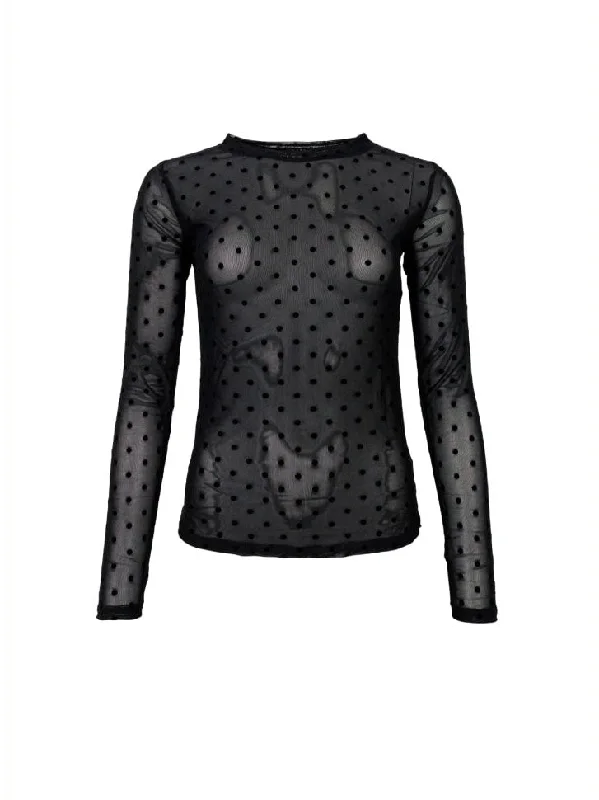 Mock Neck Women Long Sleeve Top for a Modern AestheticAlexis Mesh Top With Stones