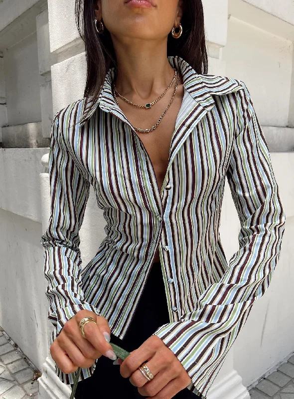 Striped Women Long Sleeve Top in a Timeless PatternAnni Stripe Shirt Multi