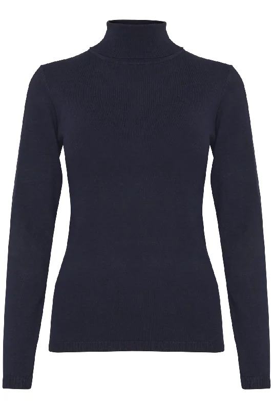 Cable - Knit Women Long Sleeve Top with a Cozy TextureMafa Roll Neck - Total Eclipse