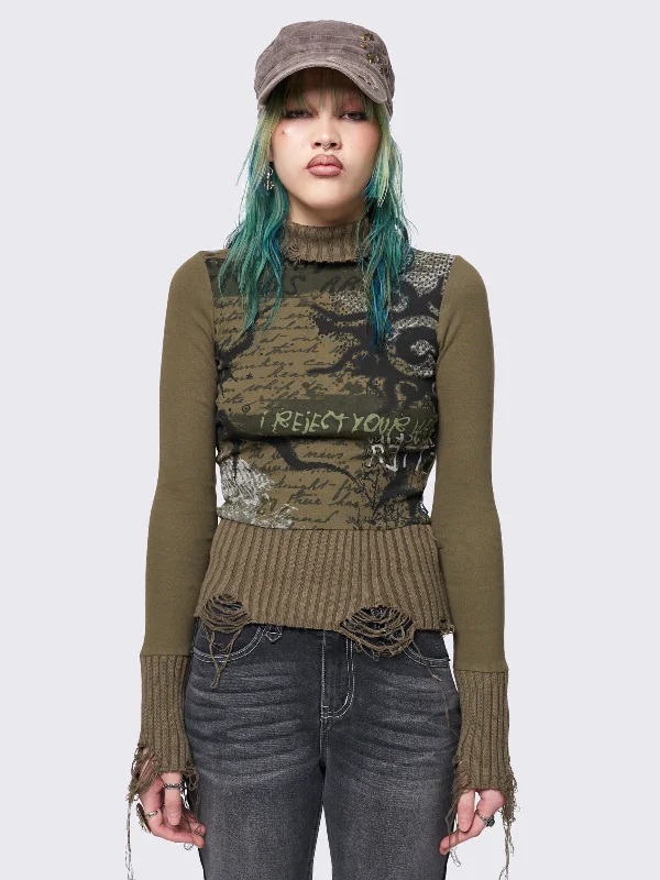 Cable - Knit Women Long Sleeve Top with a Cozy TextureThey Say High Neck Top