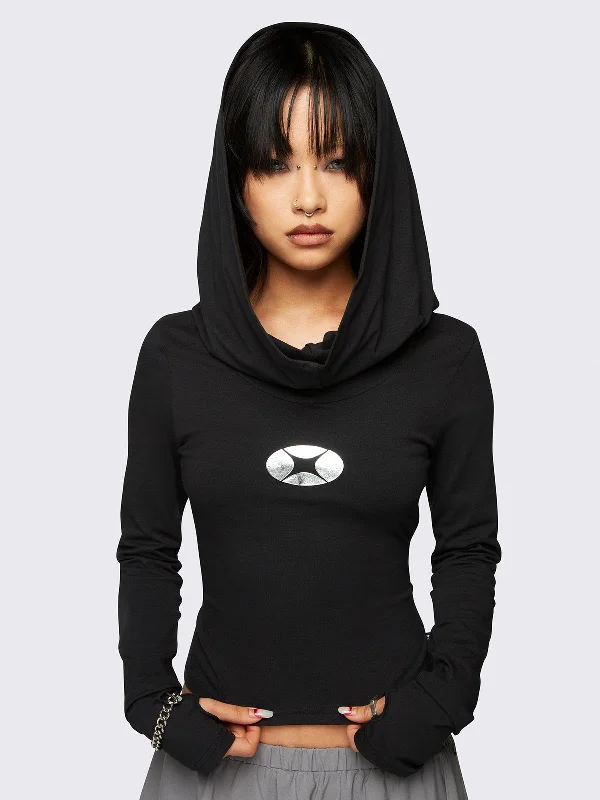 Lace - Trimmed Women Long Sleeve Top for an Elegant LookXenon Hooded Top