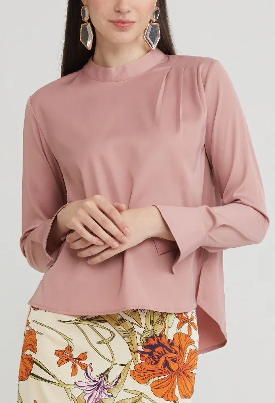 Printed Graphic Women Long Sleeve Top with a Bold StatementSatin Petal Sleeve Blouse