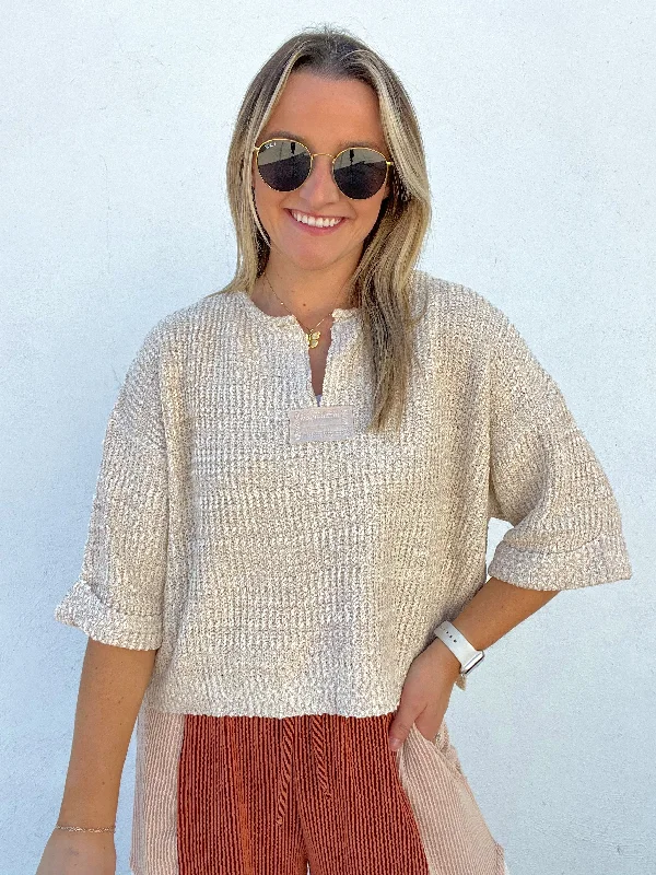 Lace - Trimmed Women Long Sleeve Top for an Elegant LookThe Lauren Sweater Vest - OATMEAL