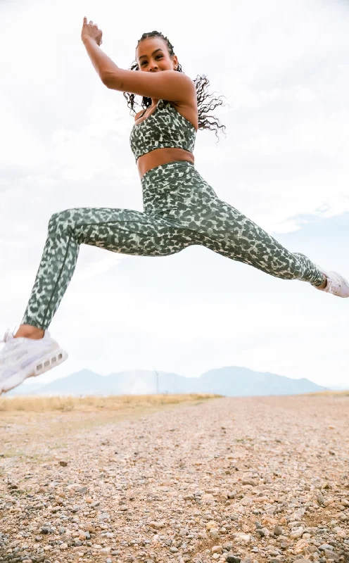 Women's Tight Trousers with Rhinestone Embellishments in Silver for a Sparkly LookVitality Pulse™ Pant - Olive Feline