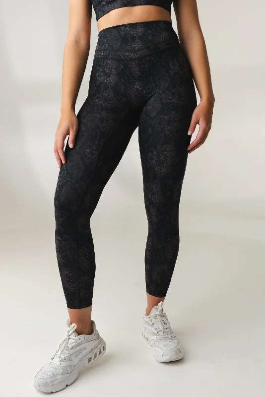 Plus Size Women's Printed Tight Trousers in Floral Patterns for a Spring - Inspired OutfitVitality Revive Pant - Midnight Serpent