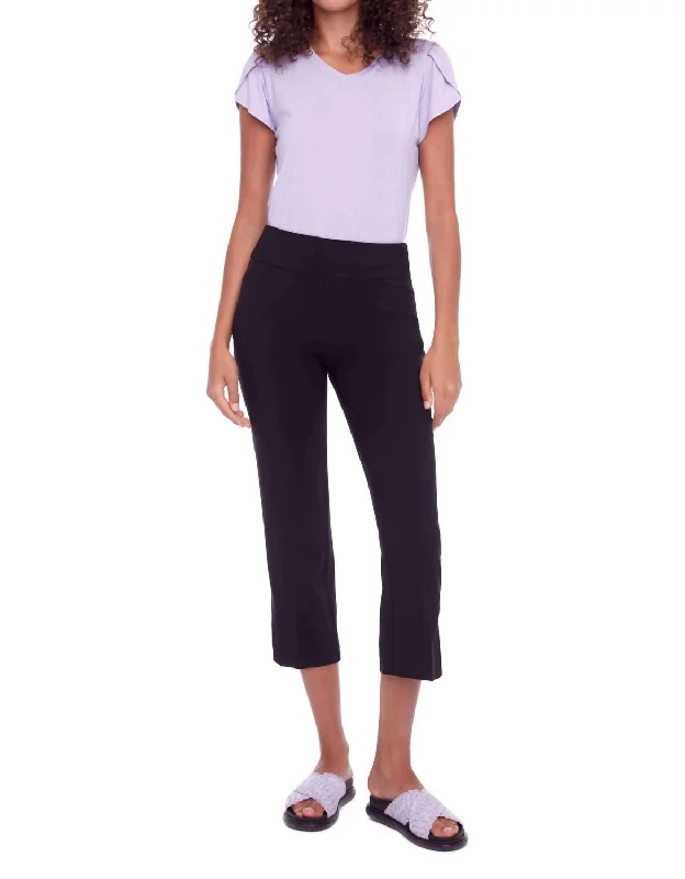 Women's Tight Trousers with Drawstring Waist in Khaki for a Relaxed and Adjustable FitSolid Palermo Cropped Pant In Black