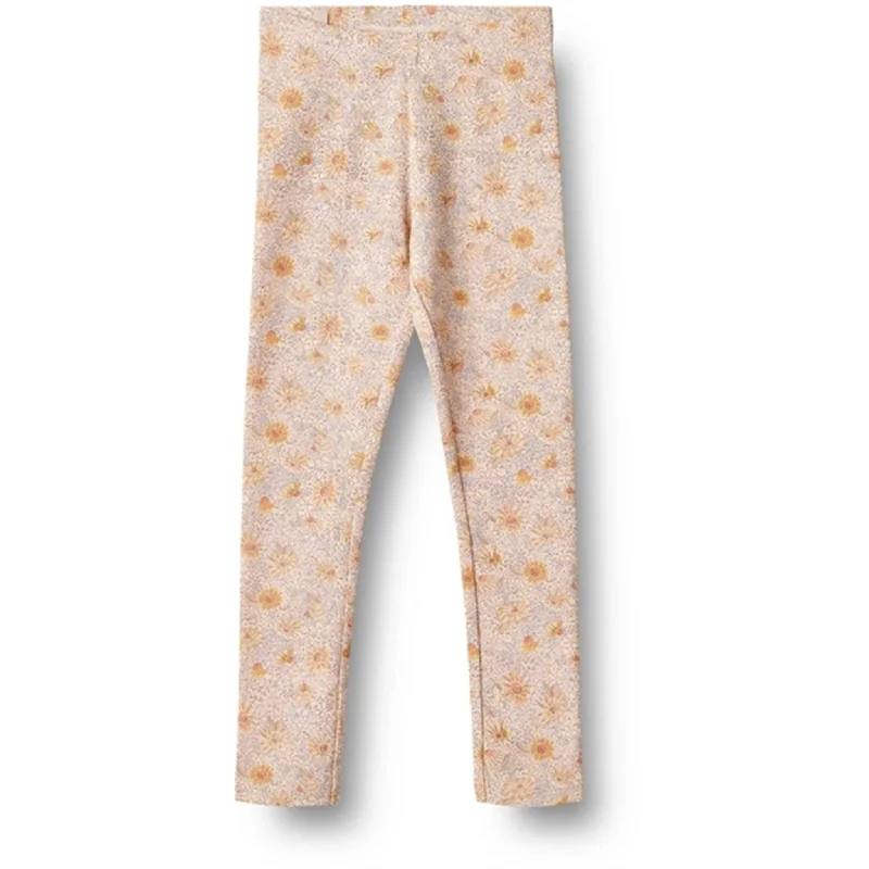 Women's High - Waisted Tight Trousers with Side Slits in Beige for a Trendy LookWheat Coneflowers Leggings Jules