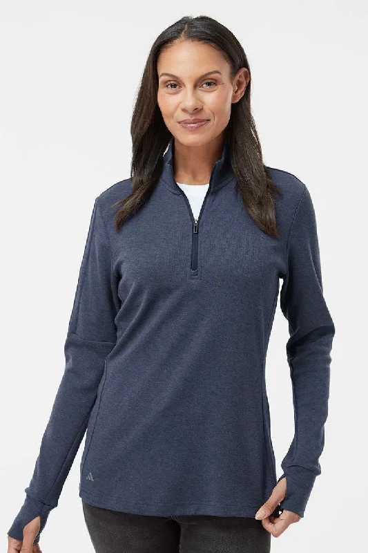 Open - Front Women's Cardigan - Style Mohair SweatersAdidas Womens 3 Stripes Moisture Wicking 1/4 Zip Sweater - Collegiate Navy Blue Melange