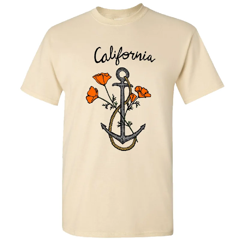 Ringer T Shirt Women with Retro - Inspired StripesCalifornia Anchor Poppies Asst Colors T-shirt/tee