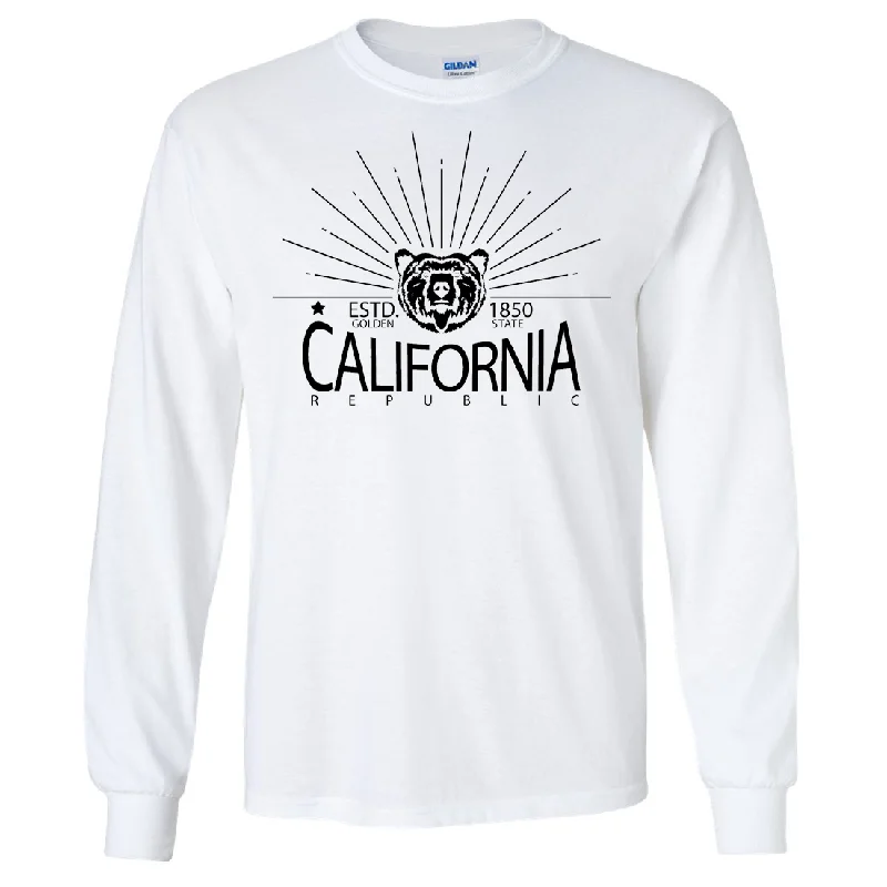 Tie - Dye Women T Shirt with a Bohemian VibeCalifornia Golden State Black Print Long Sleeve Shirt