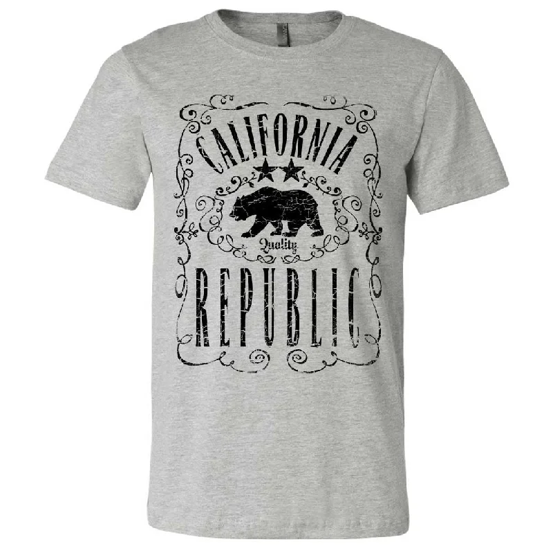 Crew Neck Women T Shirt with a Timeless DesignCalifornia Republic JD Whiskey Black Print Asst Colors Mens Fitted Tee