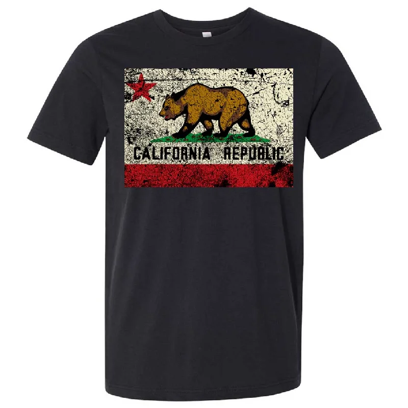 Graphic Print Women T Shirt for a Trendy StatementCalifornia State Flag Distressed Asst Colors Mens Fitted T-Shirt/tee