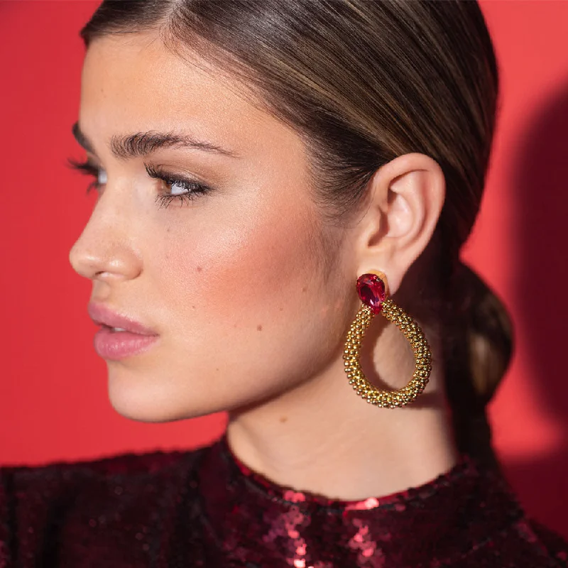 Tie - Front Women's Lambswool Sweaters in Pastel HuesCaroline Svedbom Classic Rope Earrings Gold Mulberry Red