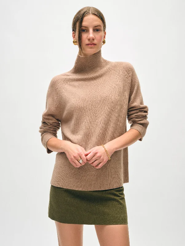 Mock Neck Women's Alpaca Wool Sweaters in Earth TonesCashmere Rib Trim Standneck