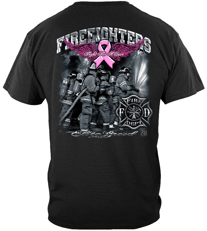 Distressed Women T Shirt with a Laid - Back AestheticElite Breed Fight For A Cure Firefighter T-Shirt