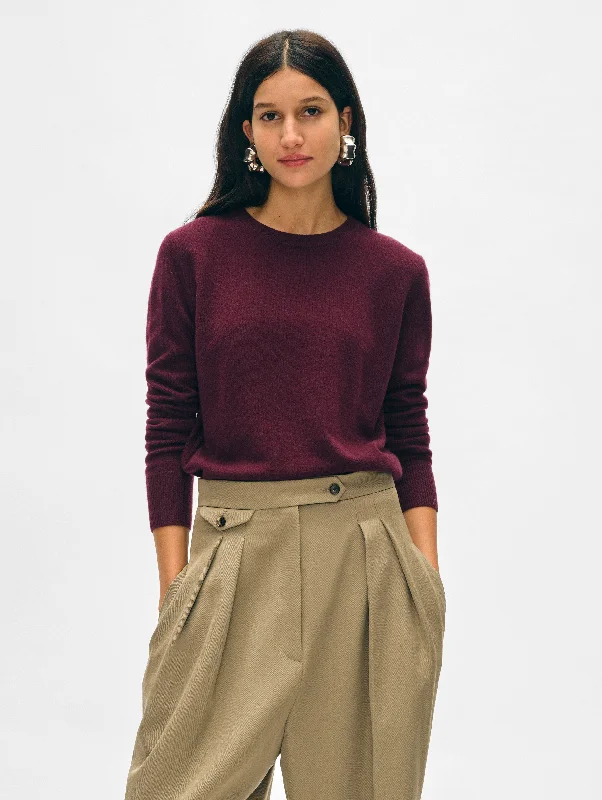 Split - Hem Women's Linen Blend Sweaters for SpringCashmere Crewneck