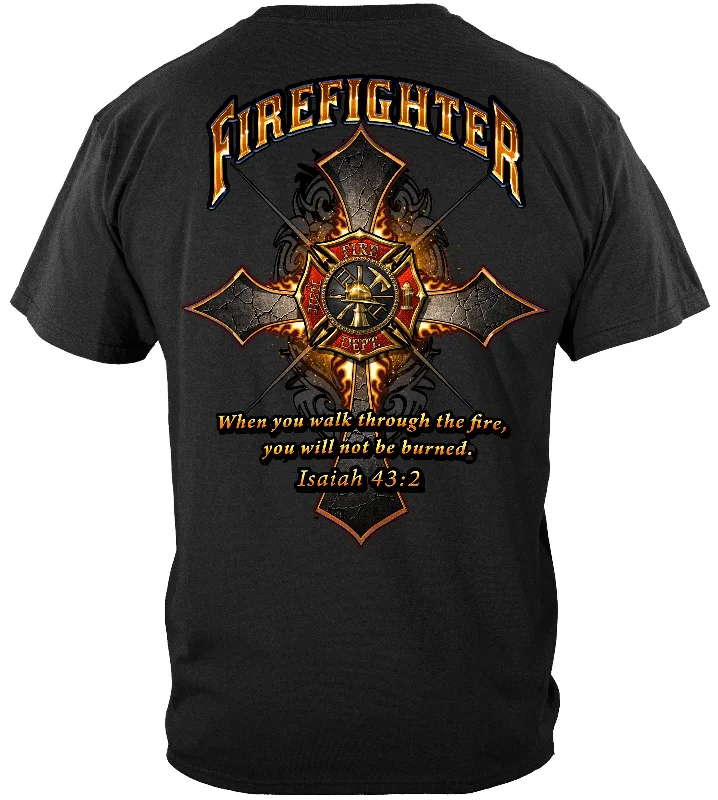 Tie - Dye Women T Shirt with a Bohemian VibeFirefighter Cross Walk Through the Fire- Isaiah 43:2 T-Shirt