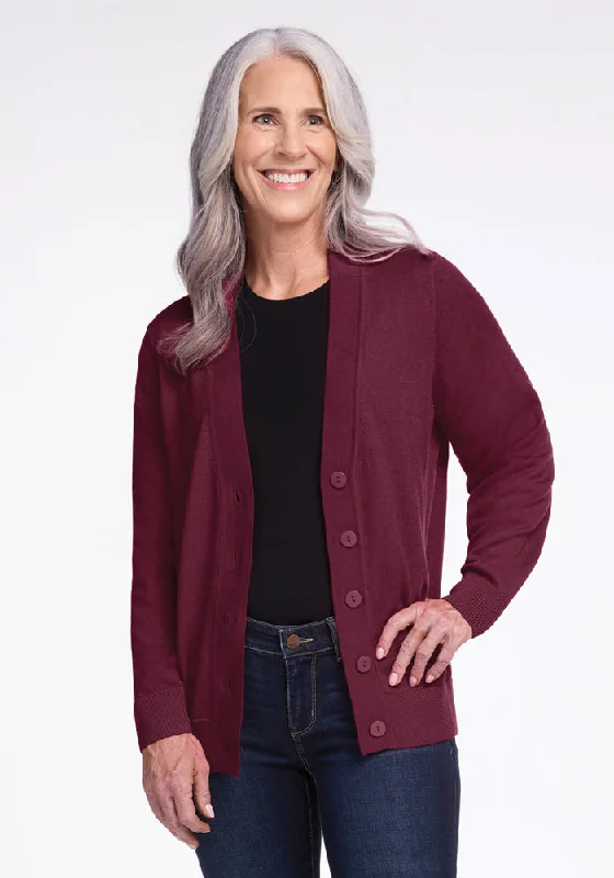 Button - Down Women's Shetland Wool Sweaters in Traditional PatternsGia Sweater - Cabernet Crush