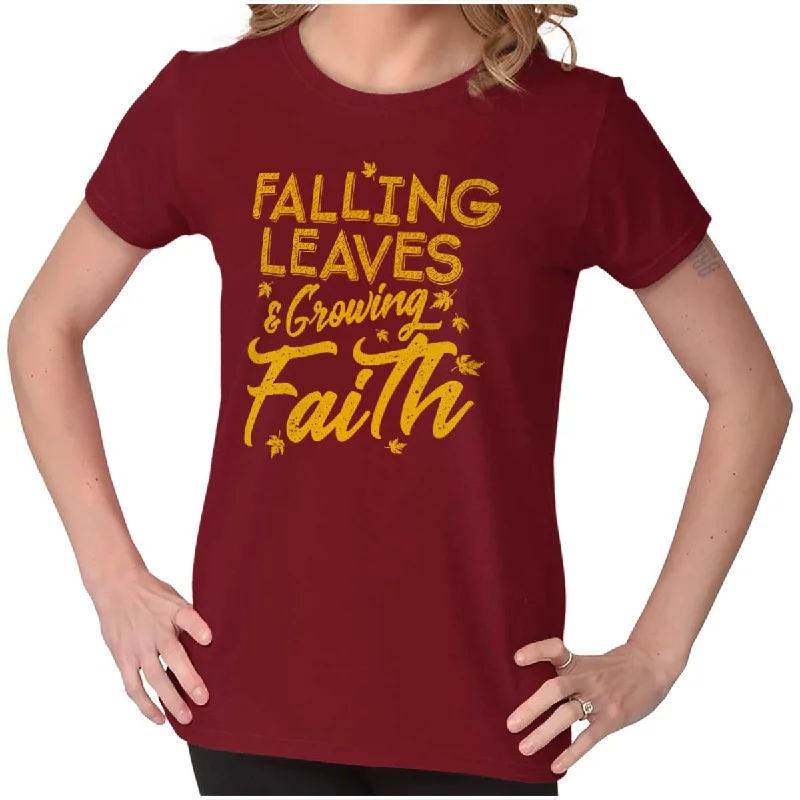 Pocketed Women T Shirt for Added FunctionalityGrowing Faith Fall Vibes Ladies T Shirt