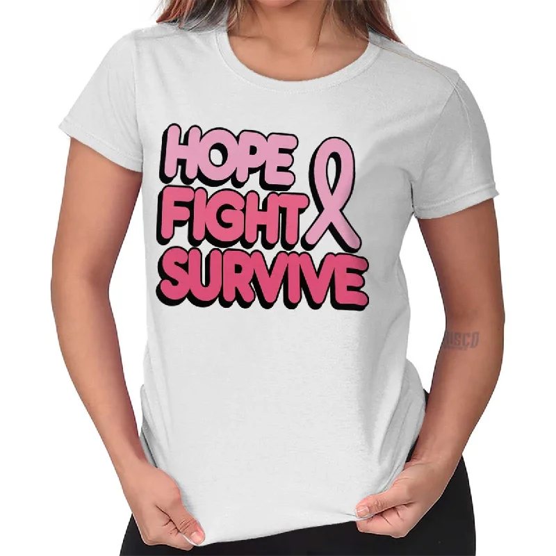 Graphic Print Women T Shirt for a Trendy StatementHope Fight Survive BCA Ladies T Shirt