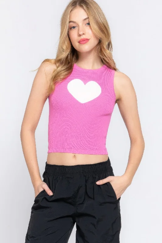 V - Neck Women's Ribbed Wool Sweaters for FallHot Girl Heart Spring Sweater Tank In Pink Short Sleeve Top