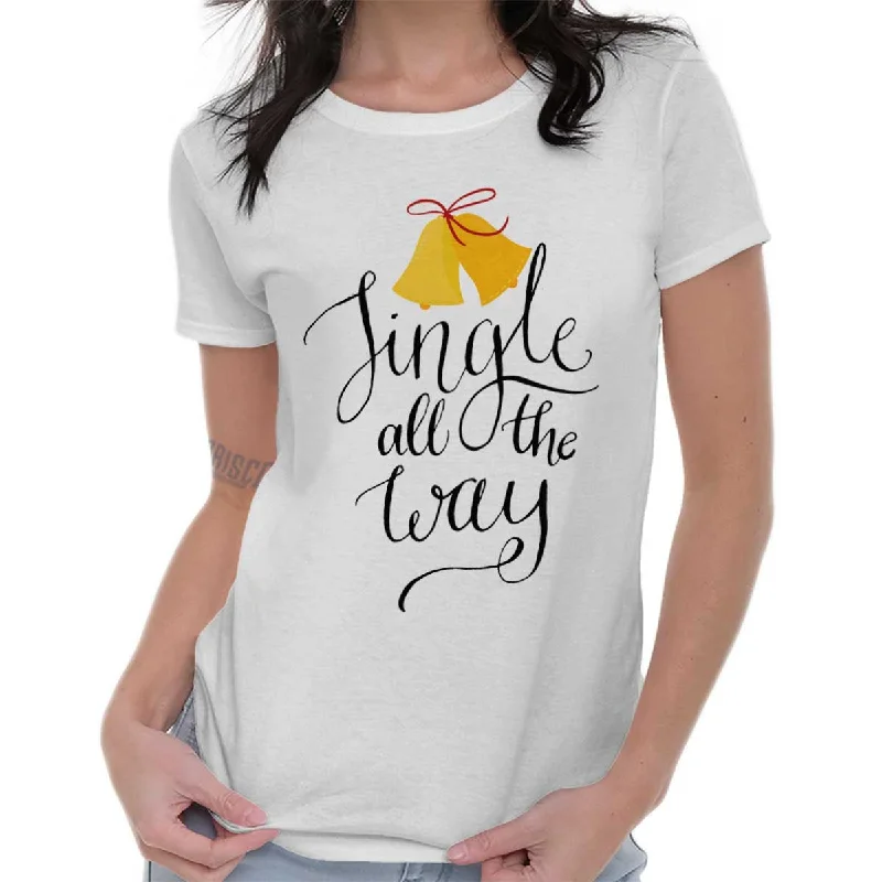 Crop Top Women T Shirt to Pair with High - Waisted BottomsJingle All The Way Ladies T Shirt