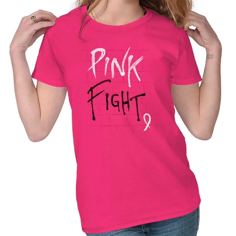 Distressed Women T Shirt with a Laid - Back AestheticBCA Pink Fight Ladies T Shirt