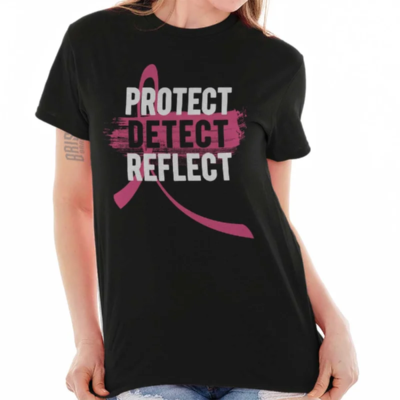 Distressed Women T Shirt with a Laid - Back AestheticProtect Detect Reflect T Shirt