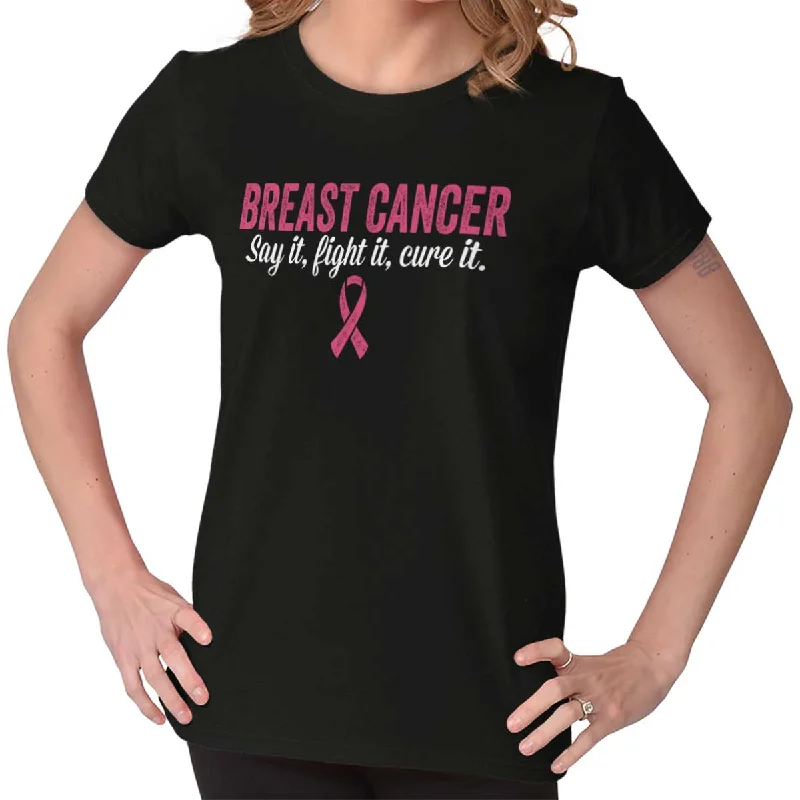 V - Neck Women T Shirt to Enhance the NecklineFight Cure Breast Cancer Ladies T Shirt