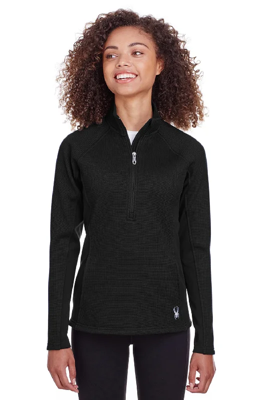 Plus Size Women's Belted Cable Knit SweatersSpyder Womens Constant 1/4 Zip Sweater - Black