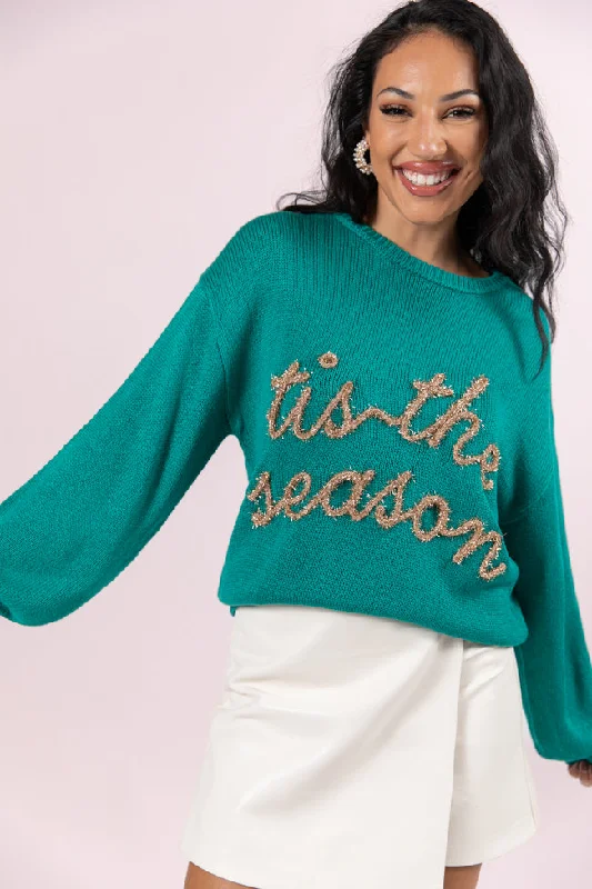 Cropped Women's Angora Blend Sweaters for a Trendy Look'Tis The Season Green and Gold Sweater