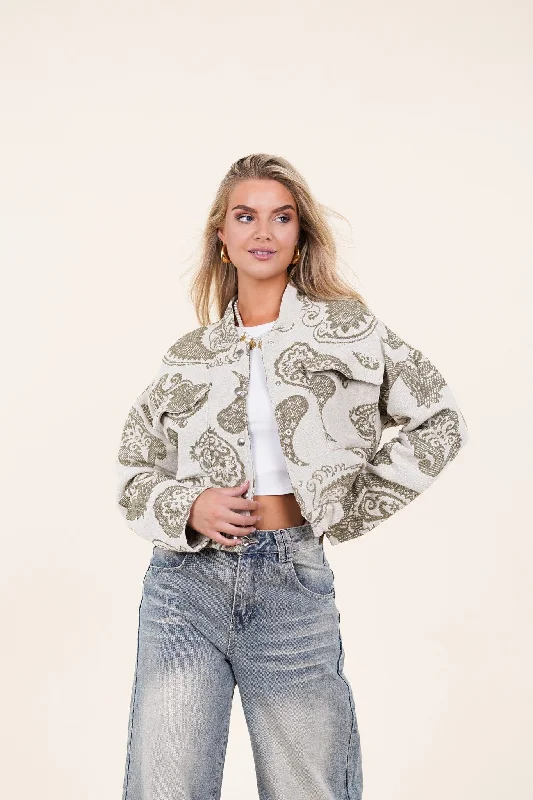 Jasje met bomber model en print groen