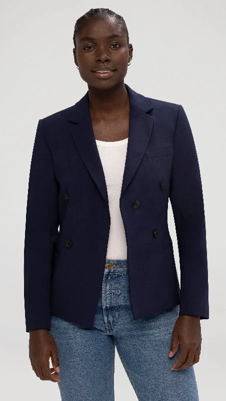 Plus Size Women's Faux Fur - Trimmed Blazers in Black for a Luxurious LookCrossover Blazer in Performance Cotton | Navy