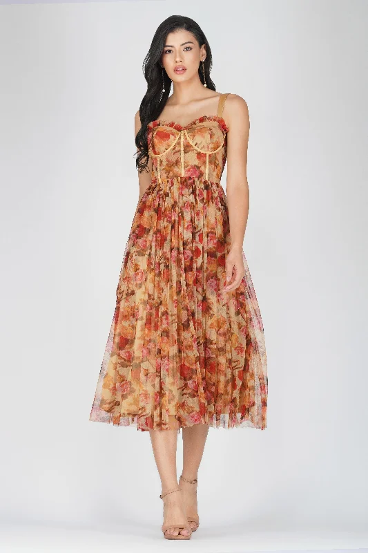 Shift Women Dress with a Simple and Classic Design for Everyday WearDane Rose Floral Corset Midi Dress