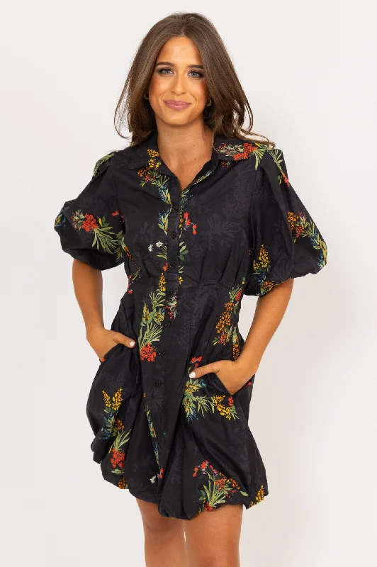 Ruffled Women Dress with Multiple Layers for a Playful and Girly StyleFloral Poplin Bubble Dress