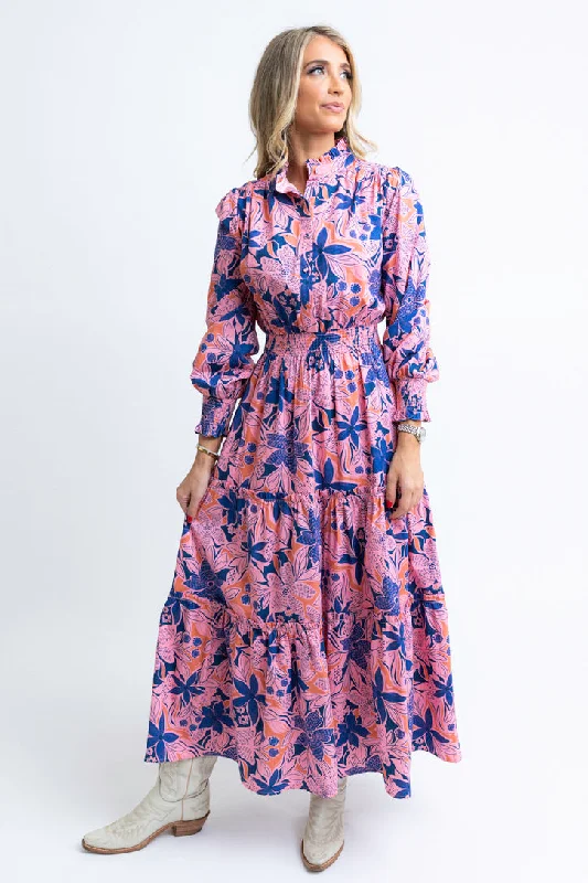 Shift Women Dress with a Simple and Classic Design for Everyday WearFloral Poplin Maxi Dress