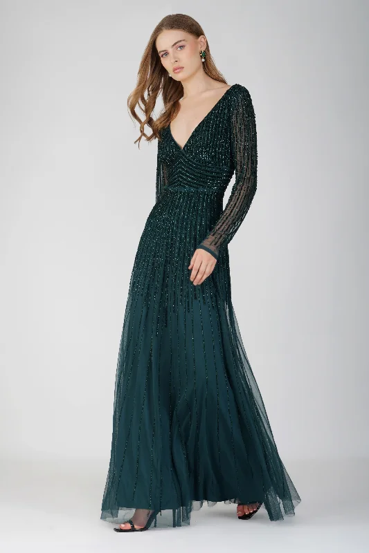 Little Black Women Dress with Sequins for a Glamorous Night OutLaura Embellished Maxi Dress in Emerald Green