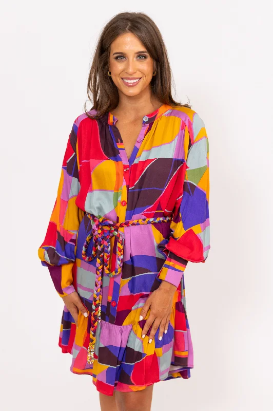 Ruffled Women Dress with Multiple Layers for a Playful and Girly StyleMosaic Vneck Dress