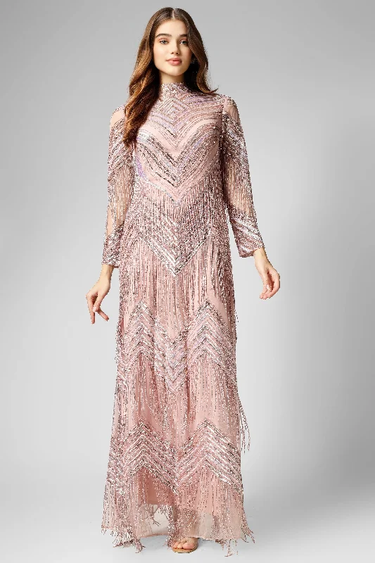 Plus Size Women Dress with a Flattering A - Line Cut for Comfort and StyleNelissa Pink Fringe Dress