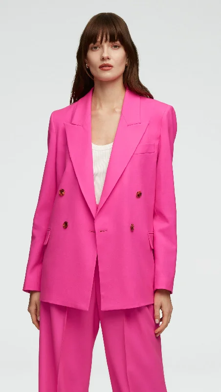 Plus Size Women's Ruffled Blazers in Pink for a Girly and Fashionable LookPeak Lapel Blazer in Seasonless Wool | Bright Pink