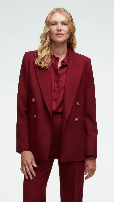 Single - Breasted Women's Tweed Blazers with Gold Buttons for a Classic LookPeak Lapel Blazer in Seasonless Wool | Merlot