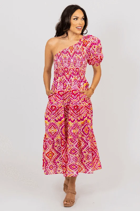 Sheath Women Dress with a Tailored Fit for a Professional LookTribal Smock One Shoulder Maxi Dress