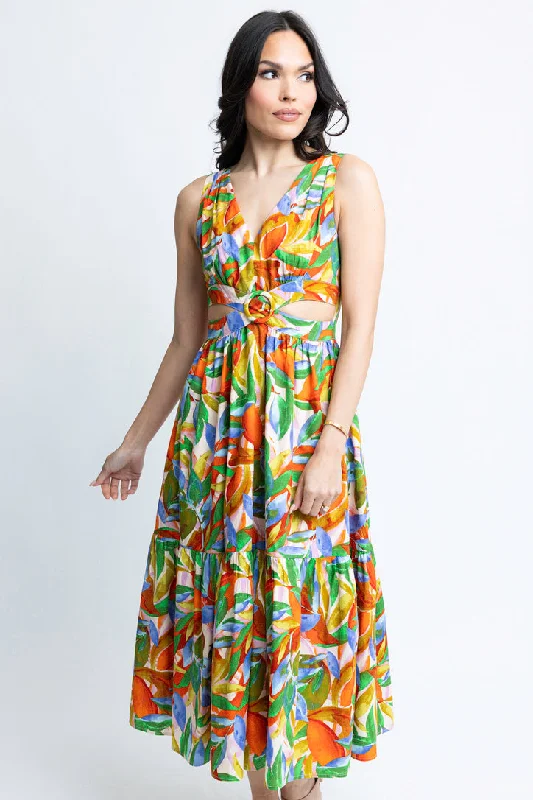 Mermaid - Style Women Dress with a Fitted Silhouette for Special OccasionsTropical Island Cut-Out Dress