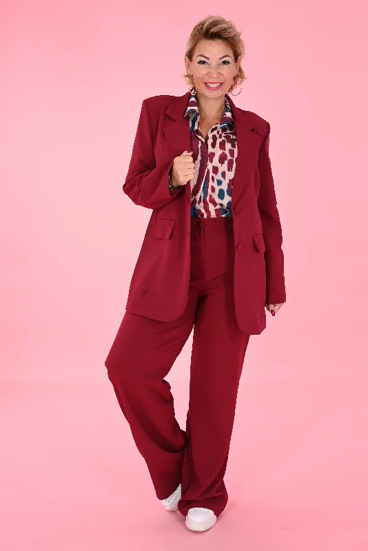 Women's Notched Lapel Blazers in Beige for a Timeless OutfitTweedelig blazer pak bordeaux