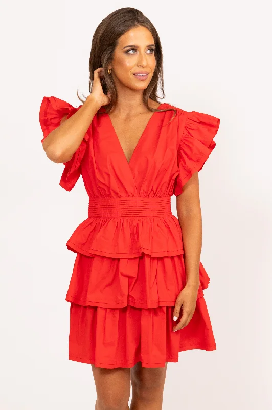 Mini Women Dress with a Short Hem for a Young and Trendy StyleWrap Ruffle Dress