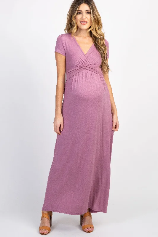 Mini Women Dress with a Short Hem for a Young and Trendy StylePinkBlush Mauve Draped Maternity/Nursing Maxi Dress