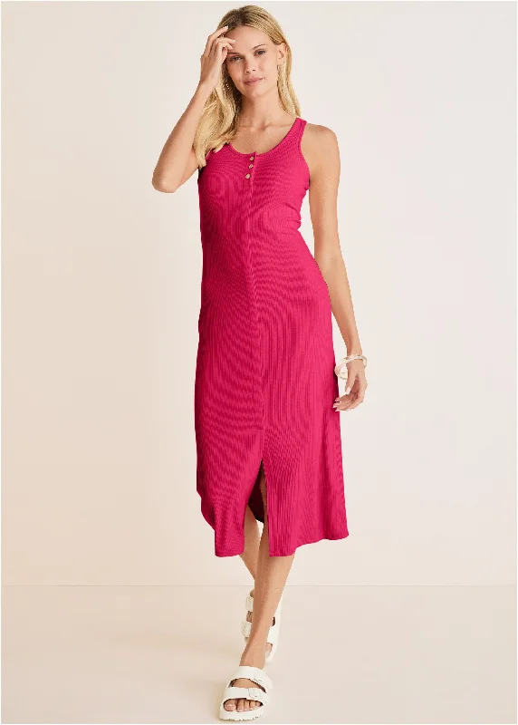 Ruffled Women Dress with Multiple Layers for a Playful and Girly StyleHenley Midi Dress - Dark Pink